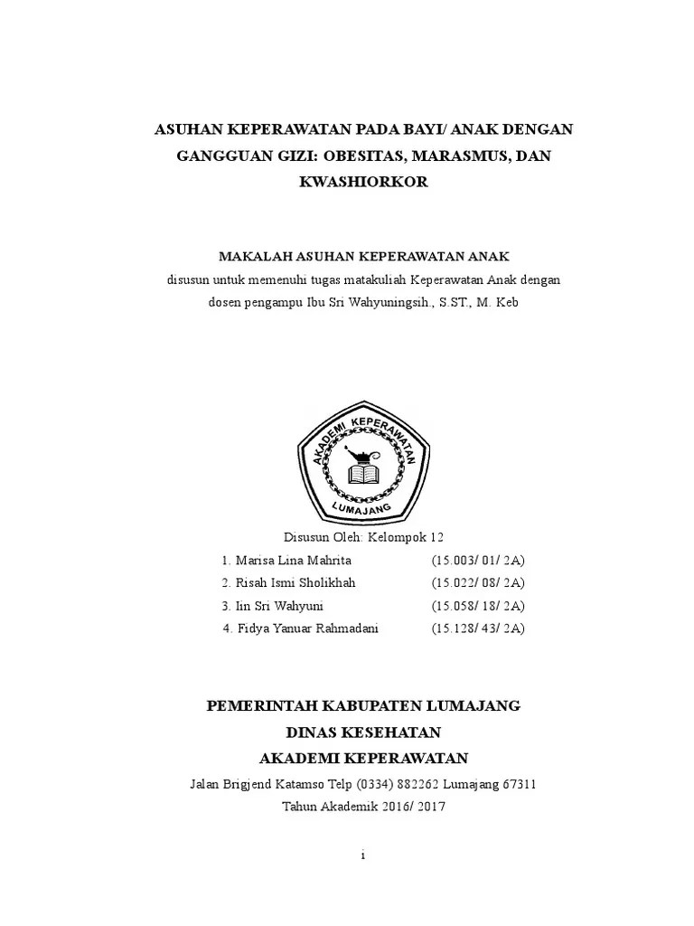 KEL. 12 Askep Marasmus, Kwashiorkor, Dan Obesitas KELAS 2A | PDF
