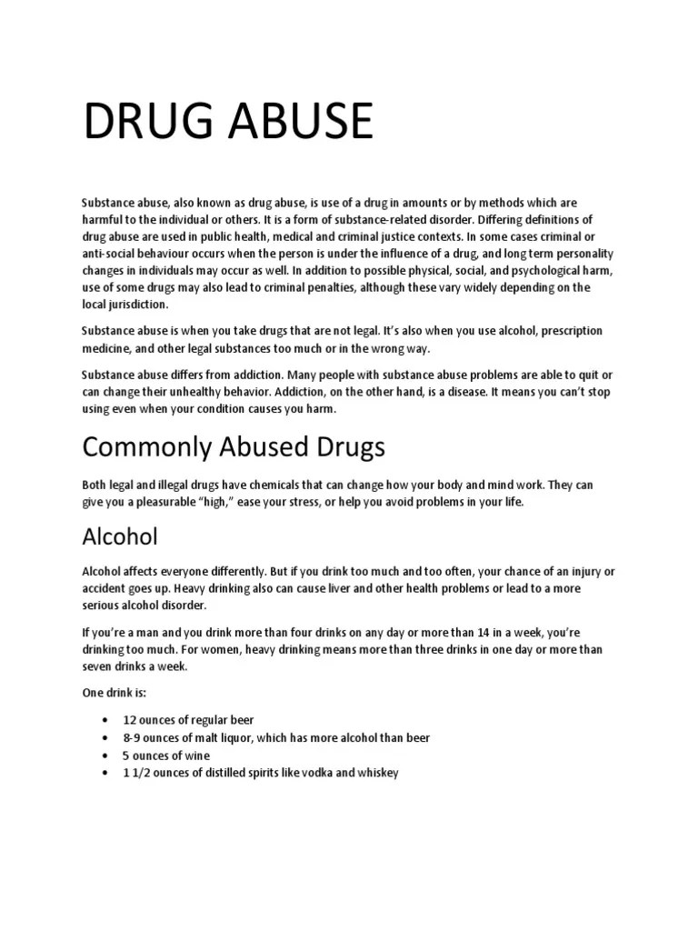 Drug Abuse | PDF | Substance Use Disorder | Substance Abuse