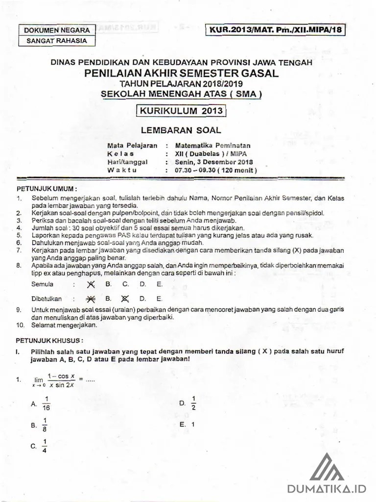 Soal Matematika Kelas 12 Download Soal Dan Pembahasan Matematika Kelas 12 PDF 1900 MB - SamPDF Unduh Soal Dan Pembahasan Matematika Kelas 12 PDF secara gratis di SamPDF.