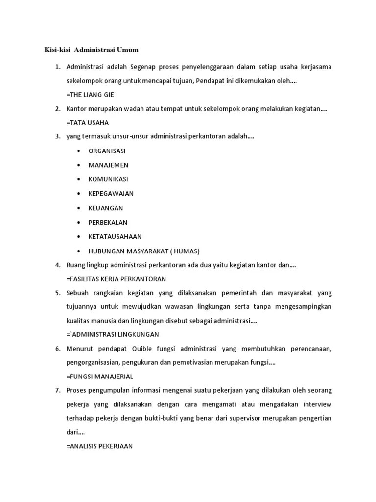 Surat penawaran, surat pesanan merupakan contoh dari surat…. Kisi Kisi Administrasi Umum Pdf
