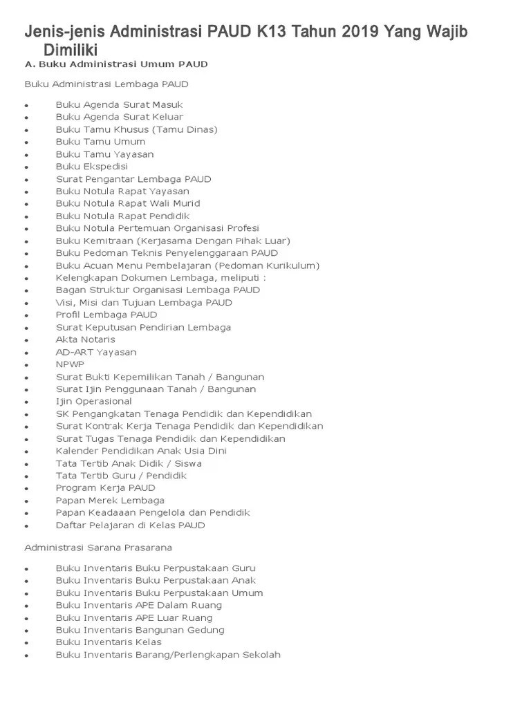 Berkas Akreditasi Yg Hrs Dipersiapkan Sekolah | PDF