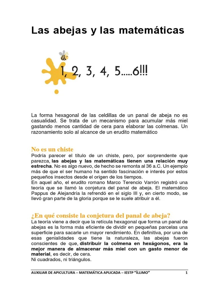 Las Abejas Matematicas | PDF | Apicultura | Miel