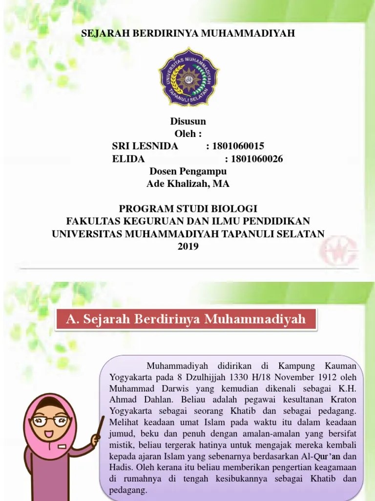 Ahmad dahlan, pada tanggal 8 dzulhijjah tahun 1330 h., bertepatan dengan tanggal . Sejarah Muhammadiyah Pdf