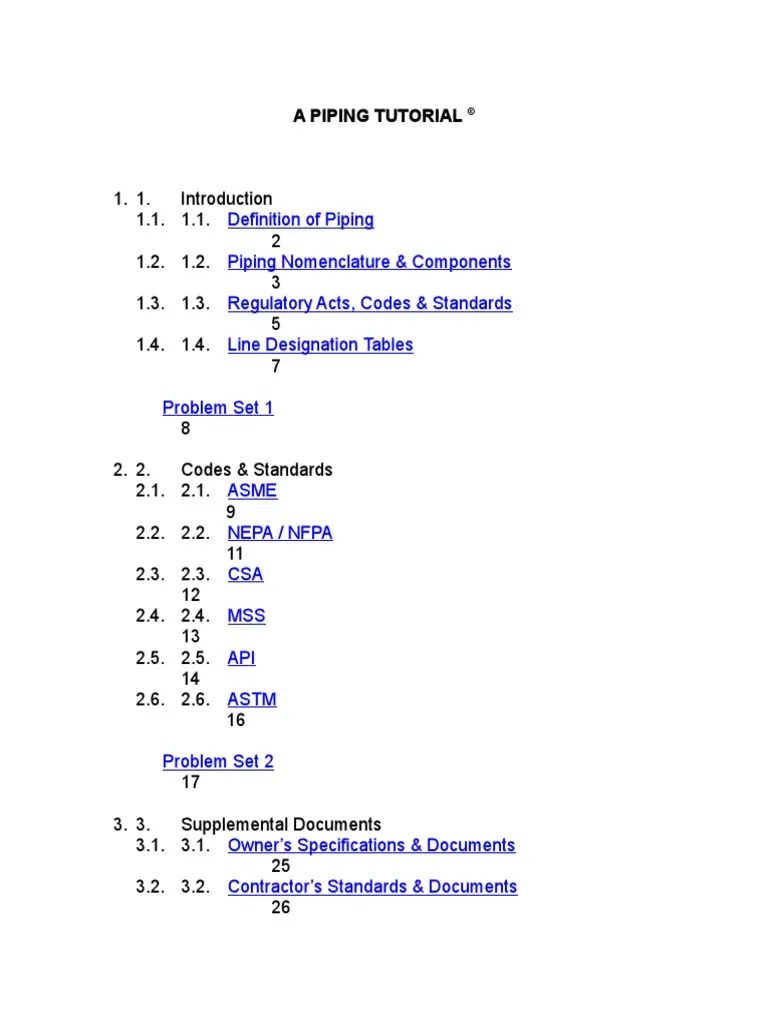 A Piping Tutorial | PDF | Pipe (Fluid Conveyance) | Pipeline Transport