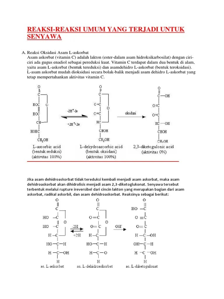 Vitamin C (Materi Reaksi Dan Tambahan) | PDF