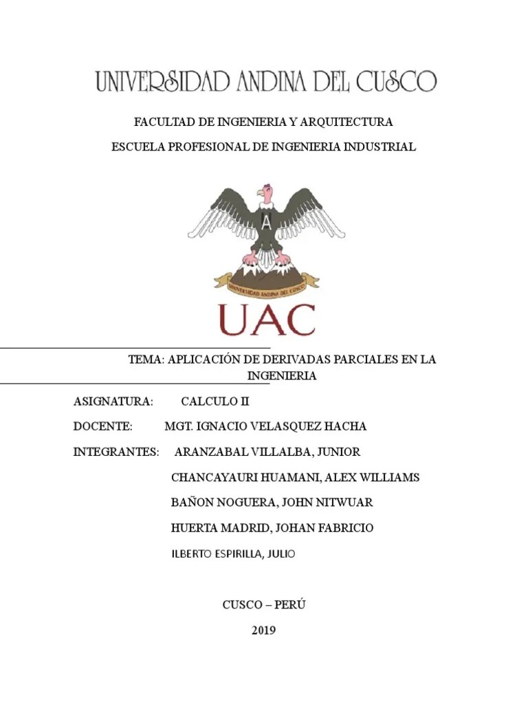 Aplicacion De Derivadas Parciales A Ingenieria | PDF | Optimización Matemática | Derivado