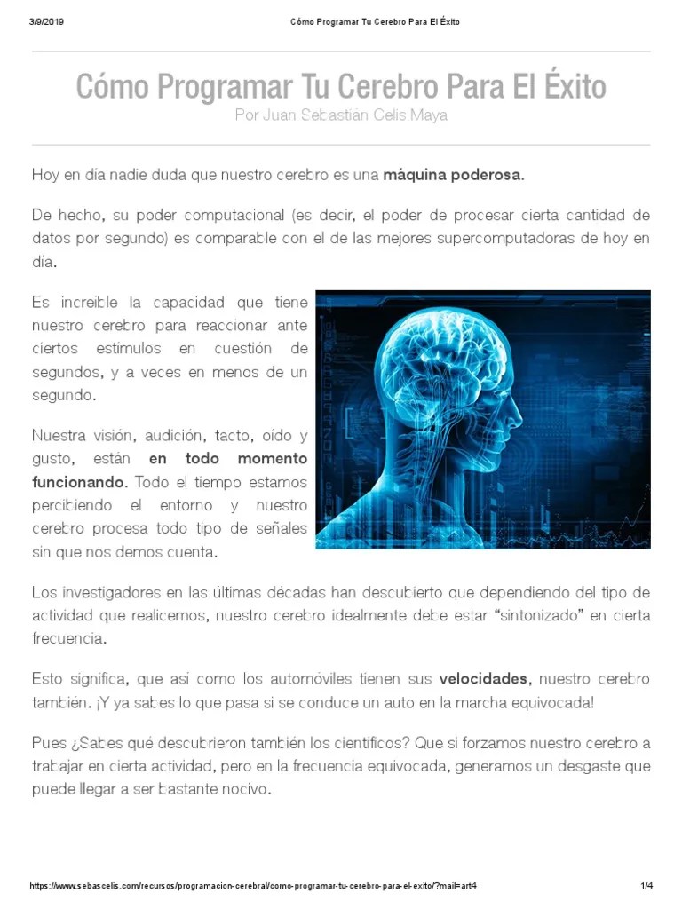 Cómo Programar Tu Cerebro Para El Éxito PDF | PDF | Cerebro | Dormir