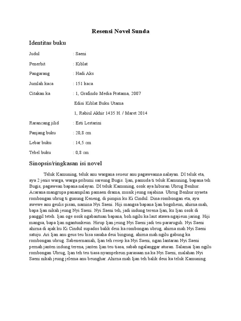 Ringkesan Novel Sunda - Perangkat Sekolah