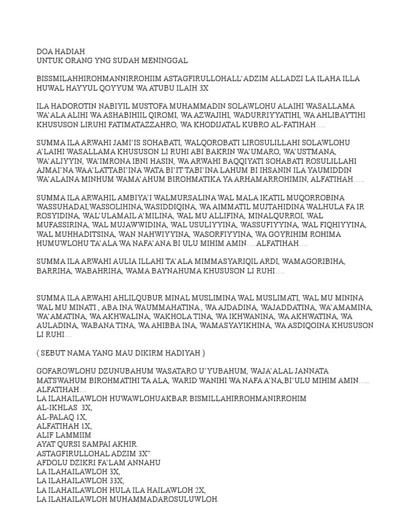 Oleh karena itu, wajib hukumnya anak mendoakan . Khususon Ila Ruhi Al Fatihah