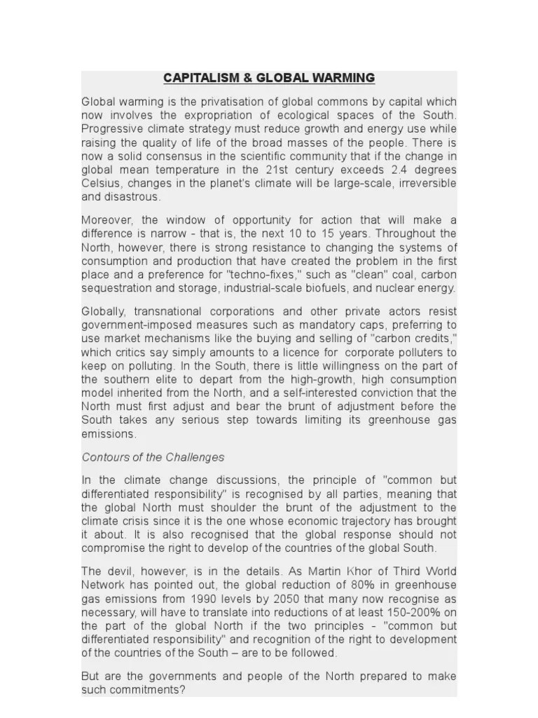 Capitalism & Climate Change | PDF | Global Warming | Developing Country