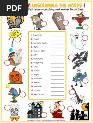 Print free halloween word scramble puzzle with answer sheet. Halloween Vocabulary Esl Unscramble The Words Worksheets For Kids Pdf Halloween Supernatural Legends