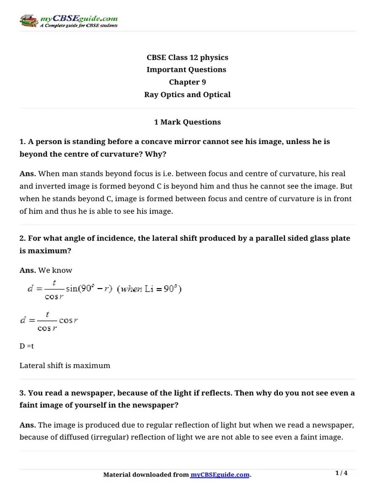 Optics 2020 Important Question | PDF | Glass Applications | Glass Engineering And Science