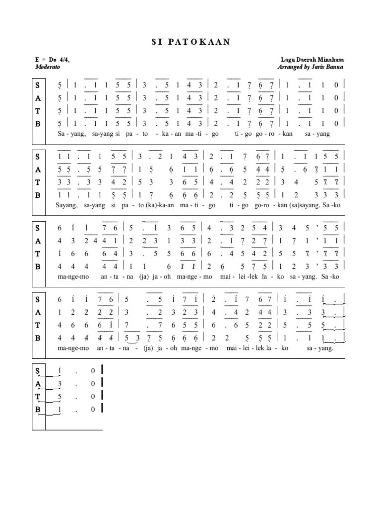 Ag suryaputra tempat kita bernyanyi 5 years ago. Si Patokaan Arr Jaris Banua Pdf Pdf