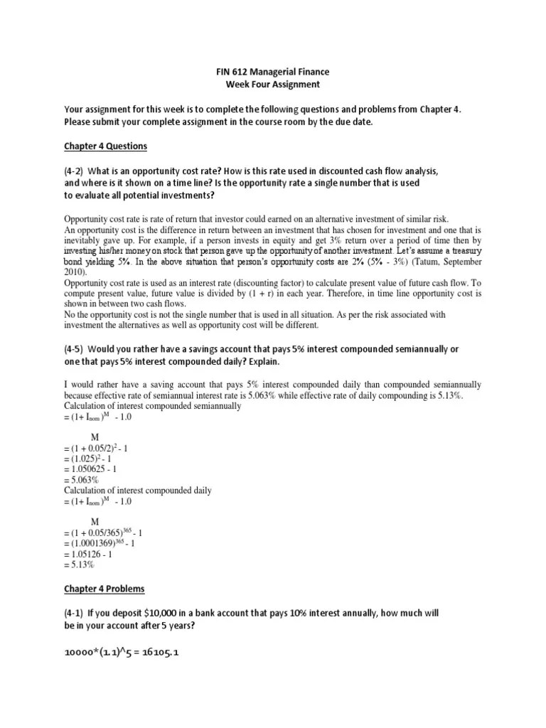 Finance Chapter4 Answers | PDF | Present Value | Interest