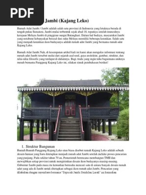 Konsep arsitektur rumah tradisional jambi ini disebut dengan marga batin. Rumah Adat Jambi Pdf