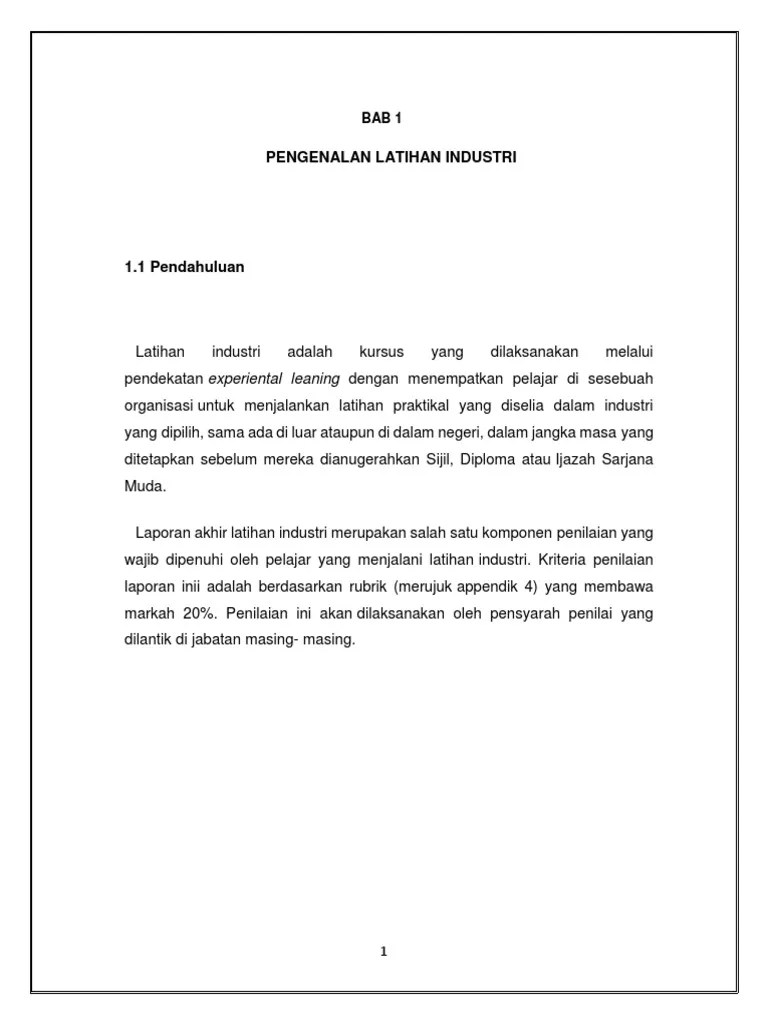 Contoh Laporan Akhir Latihan Industri Li (2019) | PDF