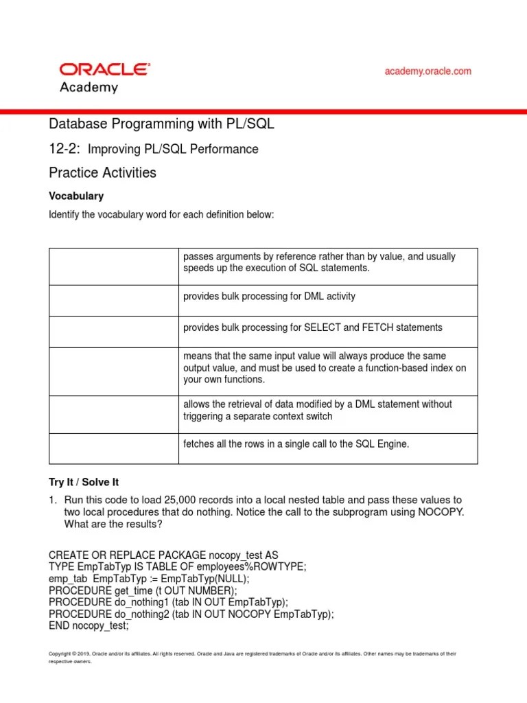Semester 1 Midterm Exam Plsql Control Flow Pl Sql 7TOTAL 50 QUESTIONS Test.