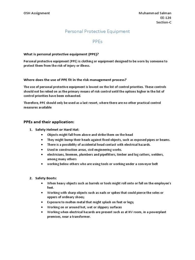 PPE Selection Guide For Workplace Safety | PDF | Personal Protective ...