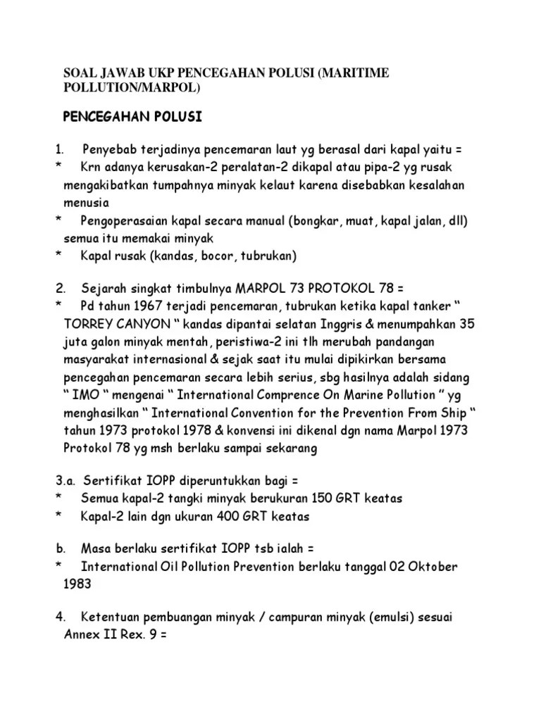 Soal Soal Marpol | PDF