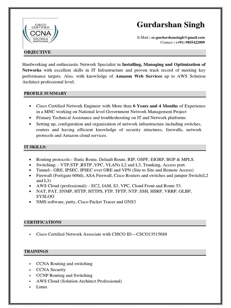 Networking Resume | PDF | Cisco Certifications | Computer Network