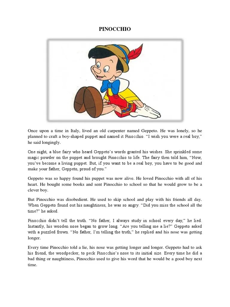 Cerita Pinocchio Dalam Bahasa Inggris – Sedang