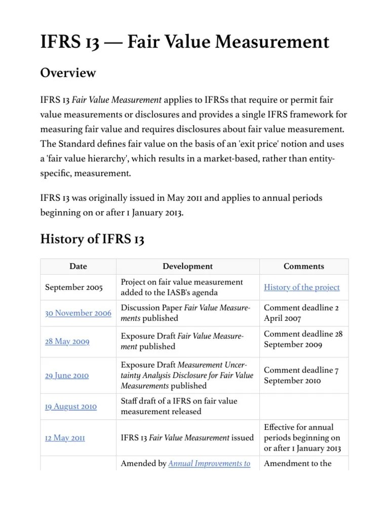 IFRS 13 - Fair Value Measurement | PDF | Fair Value | Valuation (Finance)