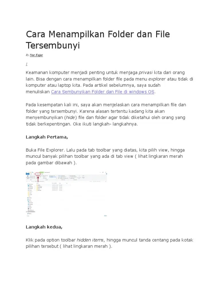 Cara Menampilkan Folder Dan File Tersembunyi | PDF