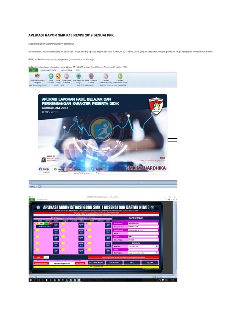 Download Aplikasi Rapor Smk Kurikulum 2013 Format Excel Draf Rapor SMK Kurikulum 2013 Materi Diklat Implementasi Kur 2013 Bagi Kepsek Contoh.
