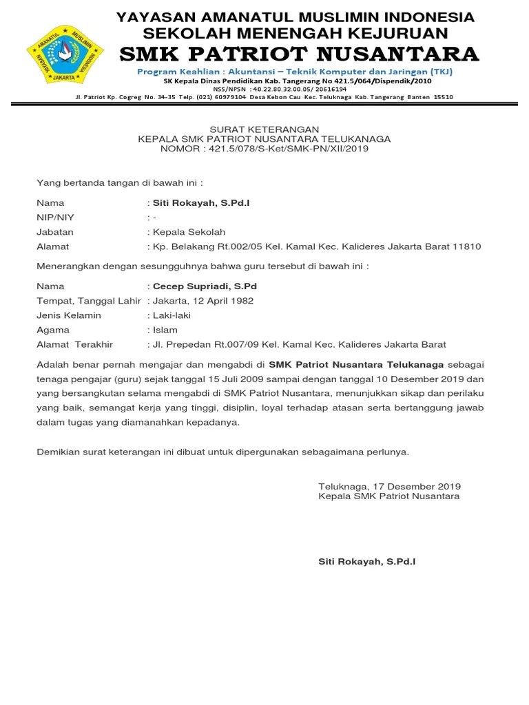 Sd format surat keterangan pernah mengajar contoh surat. Surat Keterangan Pernah Mengajar Smk Pdf