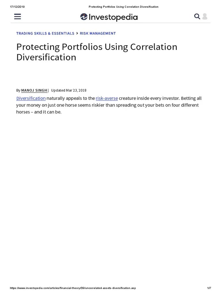 Protecting Portfolios Using Correlation Diversification | PDF ...