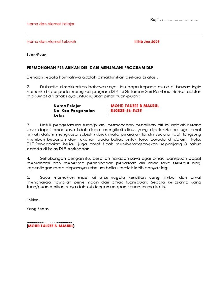 Penarikan diri dalam menjalankan projek pembinaan rumah di lokasi. Contoh Pertama Surat Penarikan Diri N Mohon Maaf Pelajar Ke Firma Pdf