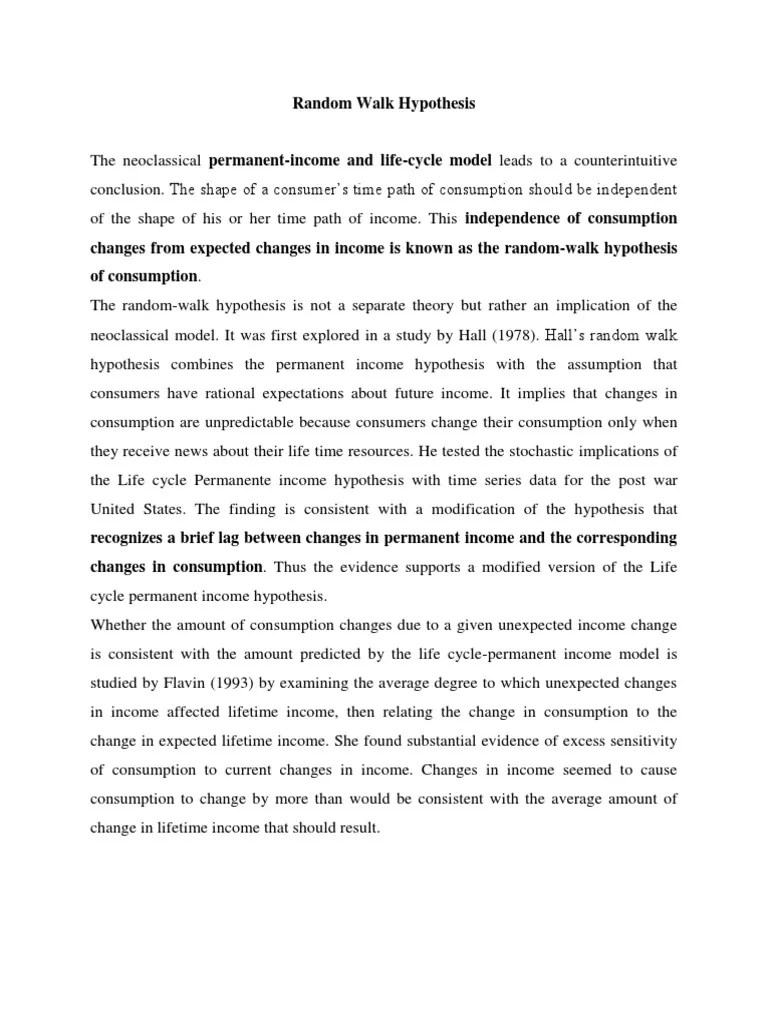 Exploring The Implications Of The Random Walk Hypothesis Of Consumption ...