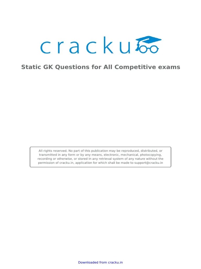 Static GK Questions For All Competitive Exams PDF | PDF | Nature