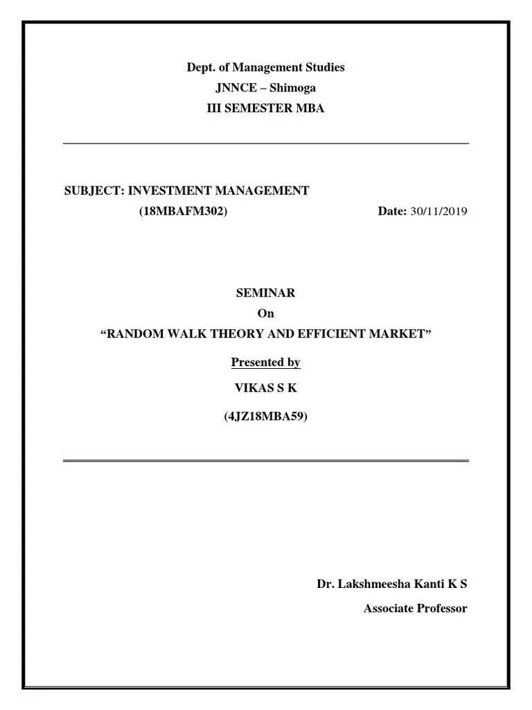 Random Walk Theory | PDF | Efficient Market Hypothesis | Stocks