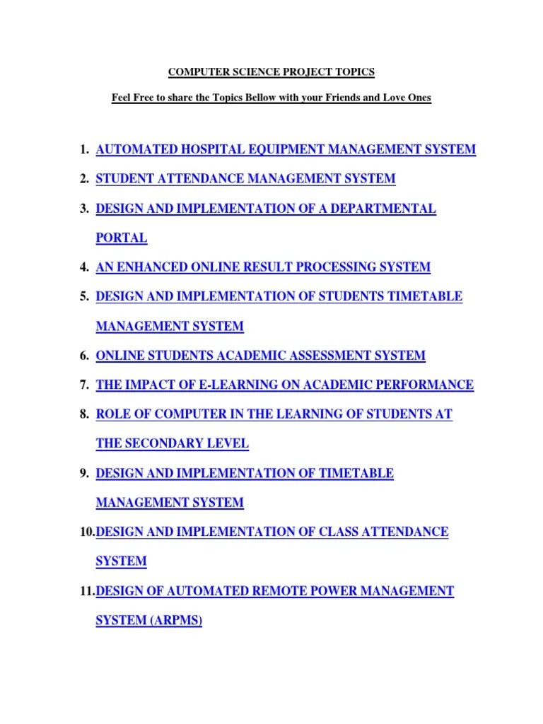 Computer Science Project Topics | PDF | Information System | Authentication