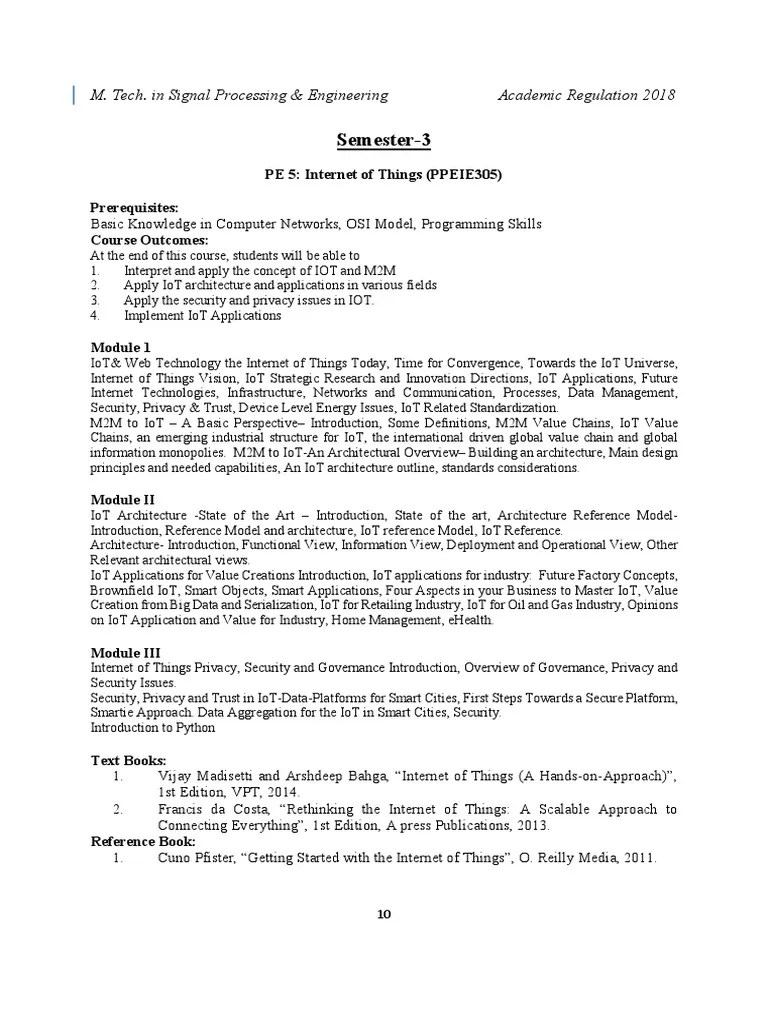 IOT - 3rd Sem M.Tech Syllabus | PDF | Internet Of Things | Internet