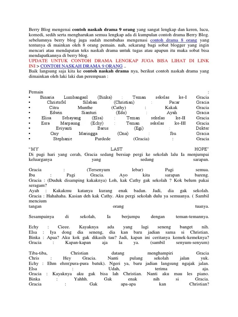 8 contoh naskah drama teater 6 orang tentang persahabatan pesan moral tema di sekolah tentang . Berry Blog Mengenai Contoh Naskah Drama 9 Orang Yang Sangat Lengkap Dan Keren Pdf