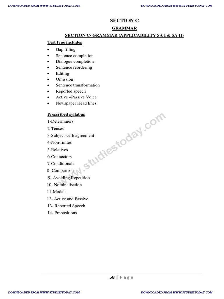 CBSE Class 10 English Grammer Notes Part A PDF | PDF | Verb | Perfect ...