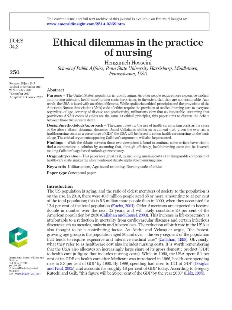 Ethical Dilemmas In The Practice Of Nursing | PDF | Health Insurance In The United States ...