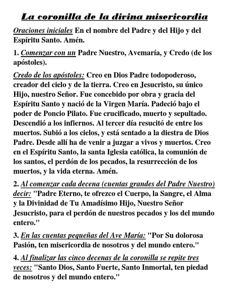 La Coronilla De La Divina Misericordia | PDF