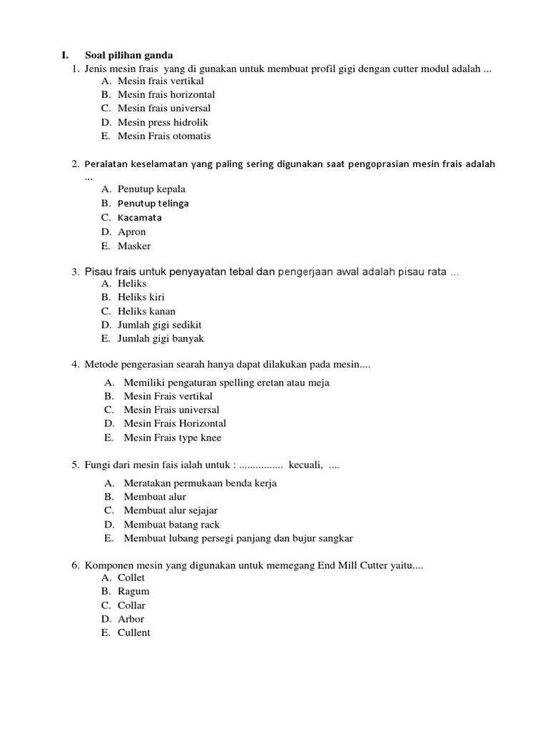 Contoh soal essay sejarah kelas xii ipa semester 1 beserta jawaban · latihan soal dan pembahasan ujian . Soal Teknik Pemesinan Frais Kelas 11 Beinyu Com