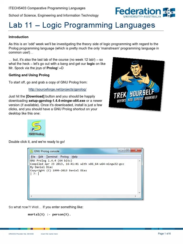 Lab 11 - Logic Programming Languages | PDF | Logic | Science