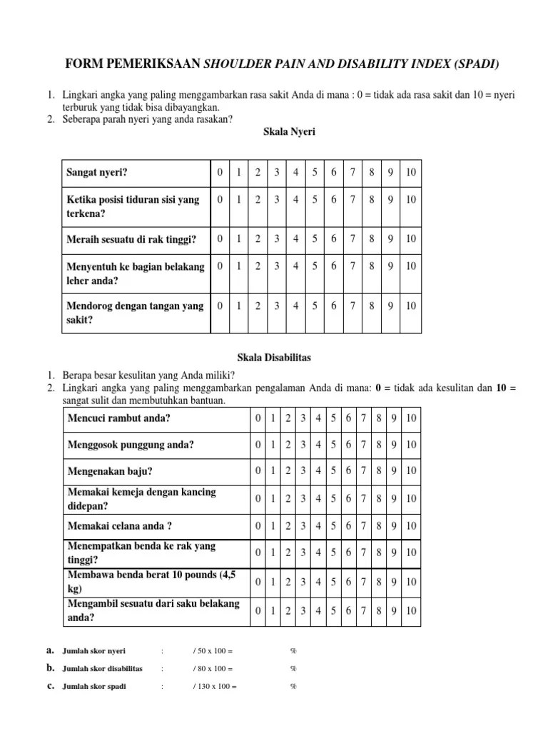 Form Pemeriksaan Index | PDF
