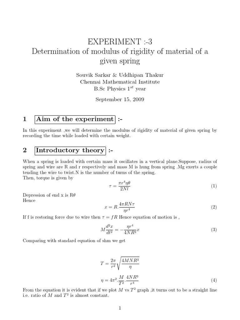EXPERIMENT - 3 Determination Of Modulus O PDF | PDF | Time | Measurement