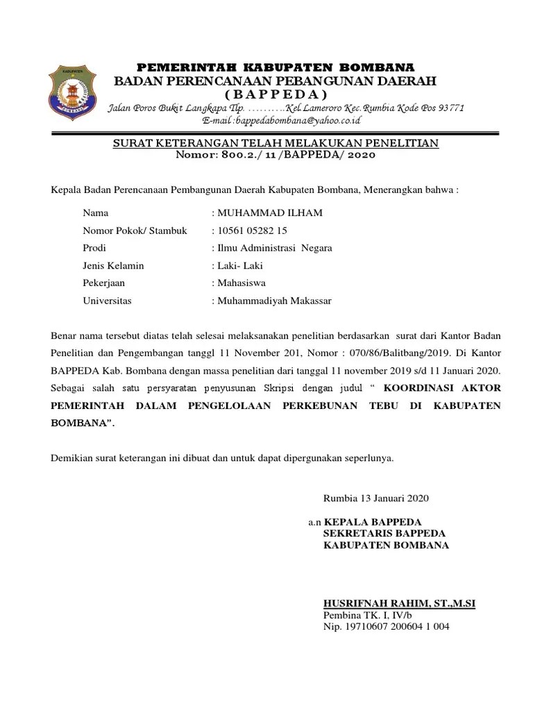 Surat Pengantar Hasil Penelitian | PDF