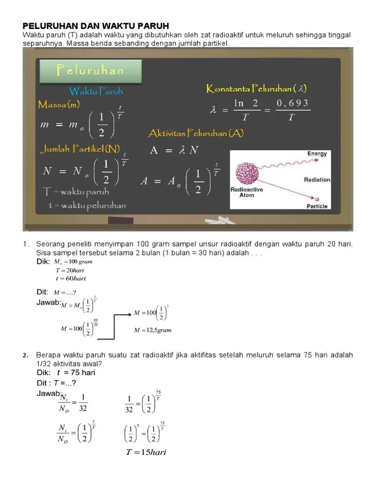 Waktu Paruh Dan Aktivitas Radioaktif To Waktu paruh.