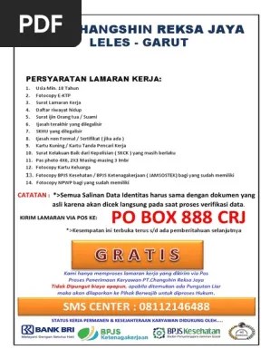Changshin reksa jaya melihat semua informasi tentang perusahaan dari. Syarat Lamaran Kerja Design Baru Pdf Pdf