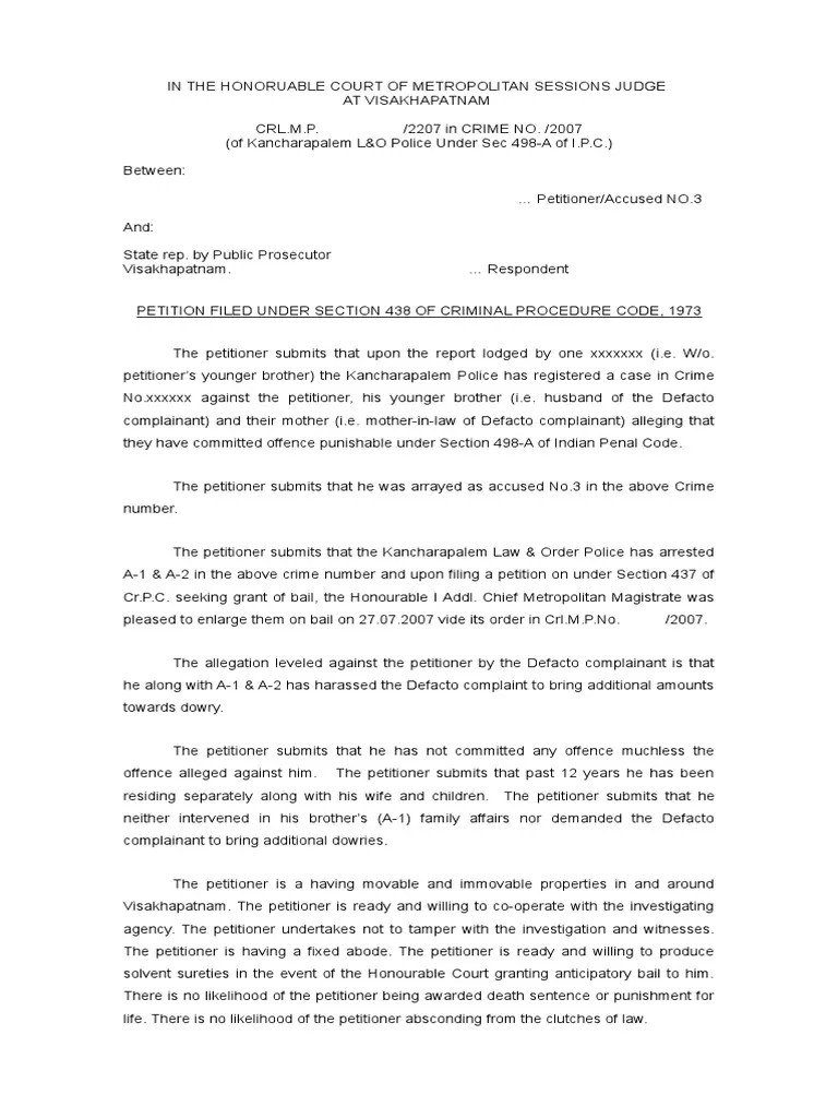 Anticipatory Bail Sample | Download Free PDF | Bail | Judiciaries