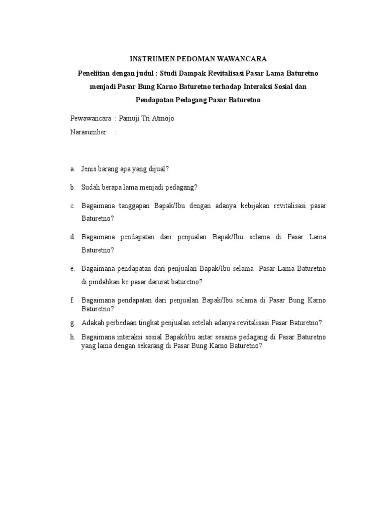 Instrumen Pedoman Wawancara | PDF