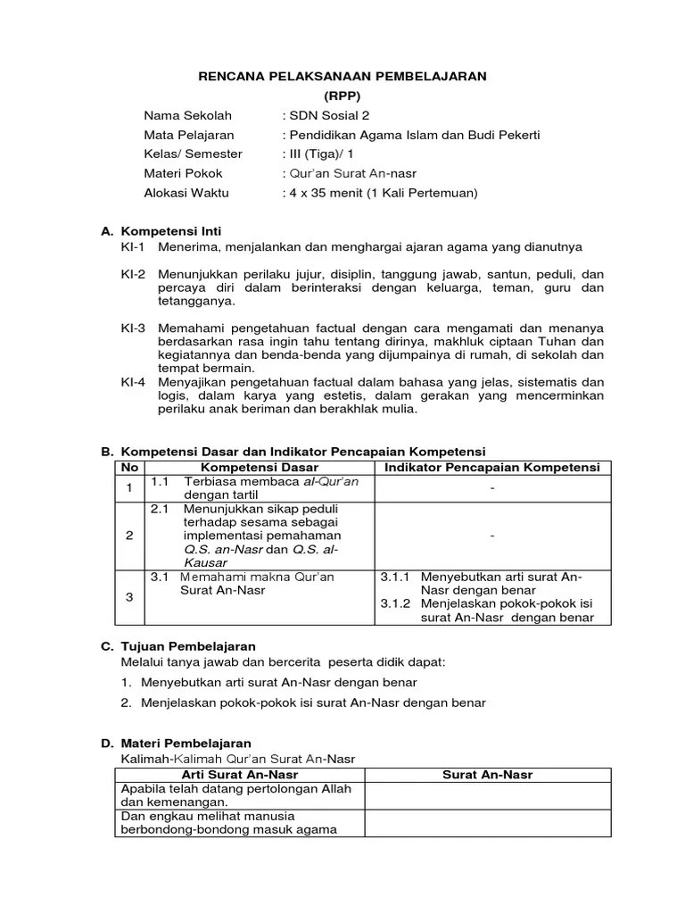 RPP Kls 3 An-Nasr | PDF